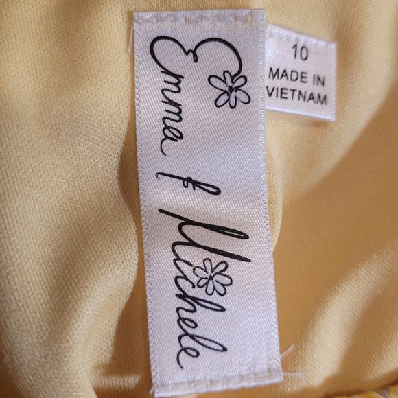 EMMA & MICHELE Yellow Floral Maxi Dress Sz 10 Summer Beach Vacay Flowy Boho - Picture 7 of 11